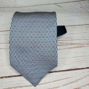 Tommy Hilfiger Blue Dot & Silver Lines 100% Silk Tie, Made in USA
